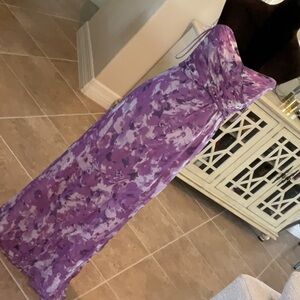 AMSALE strapless back zip dress, lavendar/purple/ehite, size 8